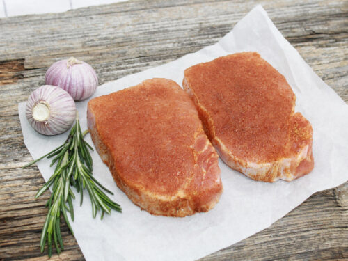 Schweinerücken Steak, gewürzt